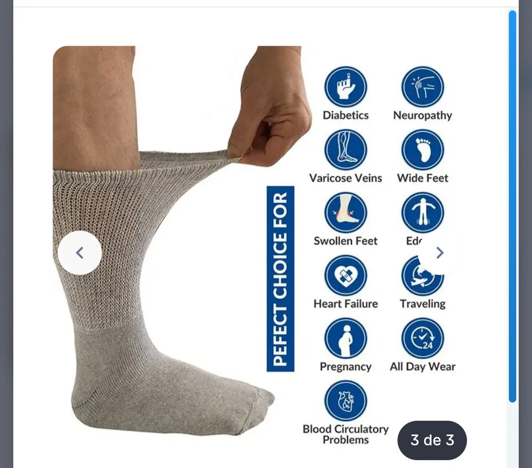 PAQUETE DE 5 PARES DE CALCETINES PARA DIABÉTICOS - imagen adicional